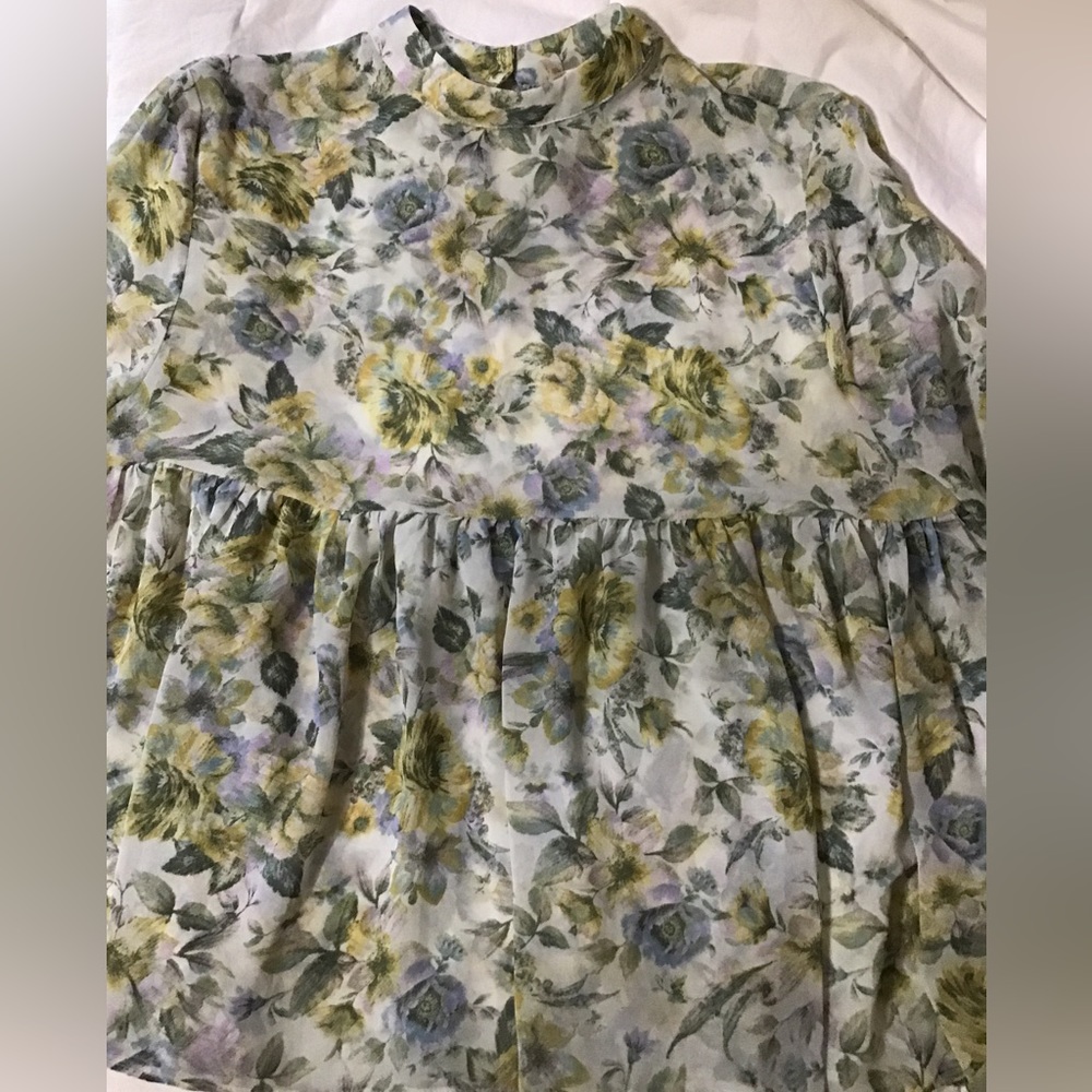 Woman size large altard state Long sleeve, sheer top/blouse